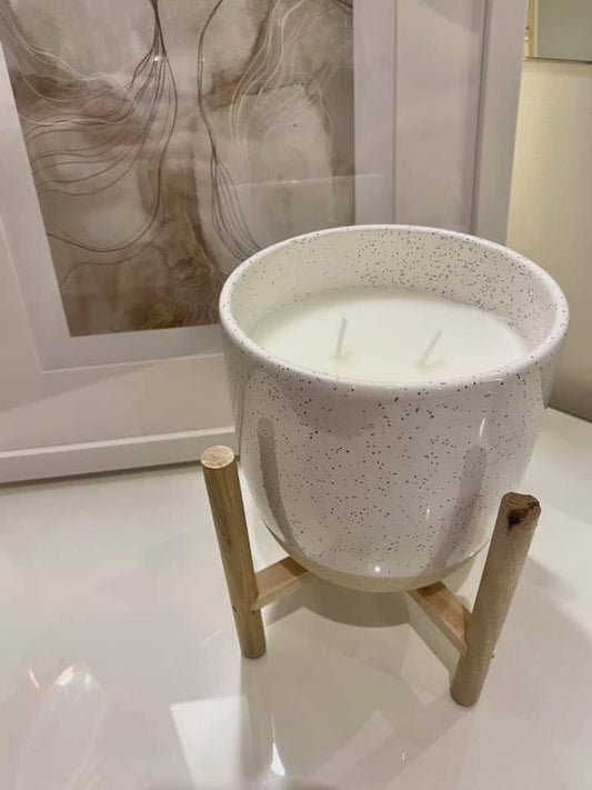 Natural Candle With Wooden Stand
